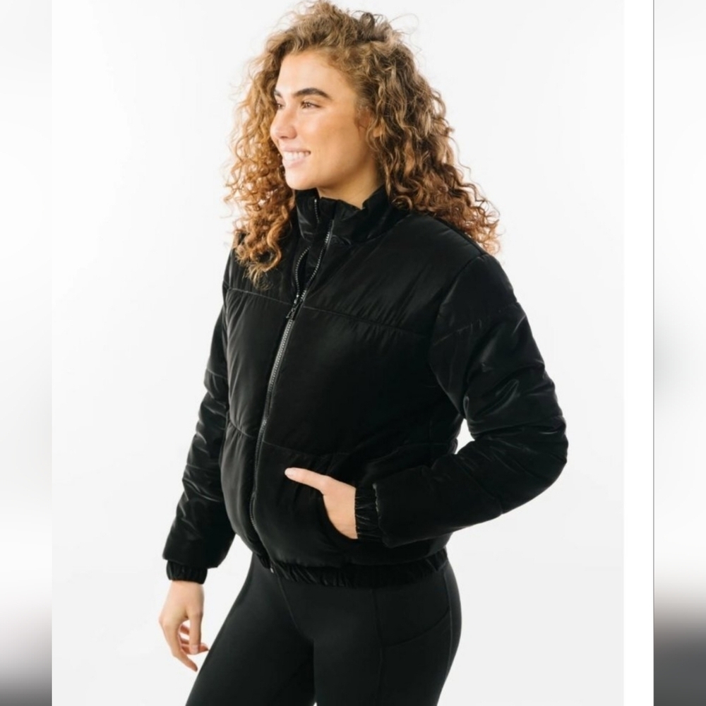 Zyia Active Chamonix Obsidian Velvet Puffer Coat Size XL